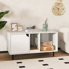 Gymax Large Hidden Cat Washroom with Storage White