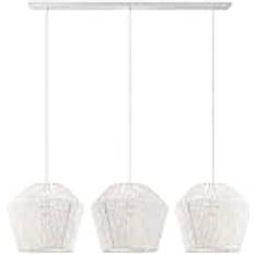 Pendelarmatur Matbord Flätad Boho E27 Ø33 cm Vit