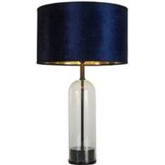 Searchlight Oxford Glass Black Metal Marble Navy Velvet Table Lamp 70cm