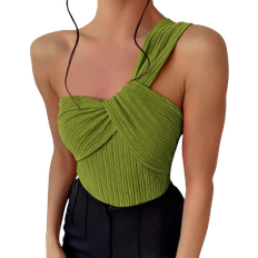 Shein Brllopsssongsfest Elegant Vacation Jacquard Slimming Bodysuit med en axel med vriden framsida