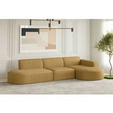 Fun-Möbel Ecksofa Designersofa PALMA in Stoff Scala Senfgelb Ottomane Rechts Sofa 296cm
