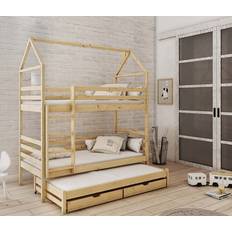 Inbyggda förvaringar Våningssängar Lano House Three Bed Bunk Bed Våningssäng 97x208cm