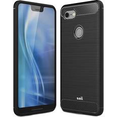 Børstet Google Pixel 3 XL TPU Cover Karbonfiber Sort