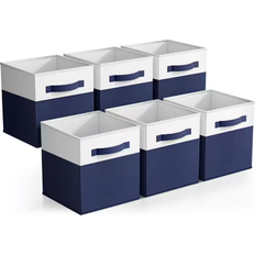 Sorbus Foldable 2-Toned Bins with Handles for Closet 10.5 in x 11 in Blue Storage Box 6pcs