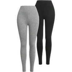 Shein Multifärgade Tights Shein 2pcs Solid Elastic Waist Leggings