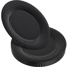 Förpackning med 20 Hårdplastplattor 25,4 cm Eleganta Återanvändbara Middagstallrikar i Plast ~ Svart Flat tallrik 20cm 20st