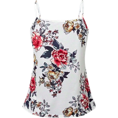 Shein Vacation Leisure Flower Print Splice Lace Camisole Top