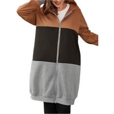 Shein Multifärgade Jackor Shein Plus Colorblock Zip Up Hoodie