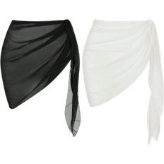 Badeanzug Cover Ups & Sarongs Shein Sommer Strand Frauen Urlaub einfarbig Taillenband Wickelrock Set