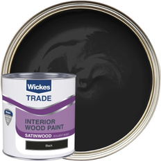 Wickes Trade Satin Metal Wood Paint Black 1L