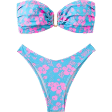 Wireless Bikini Sets Shein Womens Holiday Floral Printed Bandeau Sexy Bikini Set
