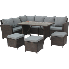 Rattan garden coffee table Birchtree 7 Patio - Brown Outdoor Lounge Set, 1 Table incl. 3 Sofas