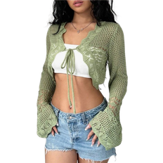 Shein Cardigans Shein Womens Summer Casual Solid Color Hollow Knitted Cropped Cardigan