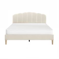 Flair Scallop Double Beige Velvet Bed Frame 135x190cm