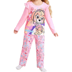 Dogs Children's Clothing Shein pcs Young Girls Flower Dog Print Casual Loose Long Sleeve Top And Pants Pajama Set