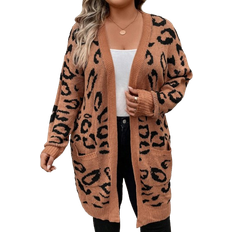 Dam - Leopard Koftor Shein Plus Leopard Pattern Drop Shoulder Duster Cardigan