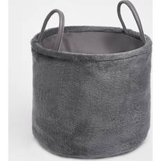 OHS Teddy Fleece Storage Grey Basket 32cm 32cm