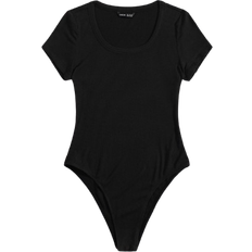Ribbad Bodys Shein Scoop Neck Rib-knit Bodysuit