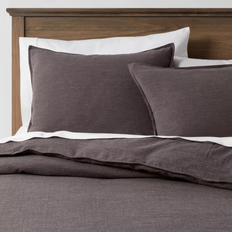Threshold 3 Pcs Space Dyed Cotton Linen Sham Set Duvet Cover Gray (259.1x243.8cm)