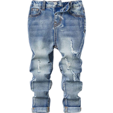 Lyocell Children's Clothing Shein Young Boy Casual MidWaist Asymmetrical Distressed Skinny Jeans