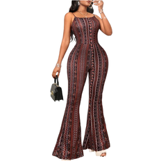 Shein Damen Sexy Y2K Vintage Elegant Stretch Urlaub Reise Elegante bedruckte Retro Wind Flared Jumpsuit