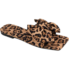 Fabric Sandals Shein Summer Leopard Print Flat Sandals Sexy Party Slipper With Bow Decor Style Vacation Beach Sandals