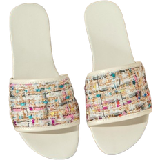 Shein Womens Elegant And Fashionable Beige And Black Flat Slippers Suitable For And Summer With Square Toe And Versatile Design Ladies Comfortable So