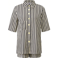Shein Womens Striped Printed Shirt And Shorts Set pcs