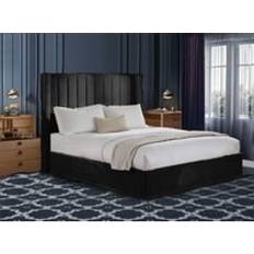 Beige Bed Packages Bedsland 4FT Small Double Beige Plush Velvet Divan Bedset with 48'' Wingback Vertical Line Headboard & 10'' Spring Memory Foam Mattress & 2 Drawers