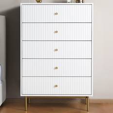 Home Garden Direct Devon 5 White Drawers Chest of Drawer