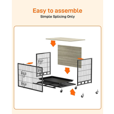 Garvee 27.2 Inch Small Dog Kennel Wooden Dog Crate with Pull-Out Tray - Grey