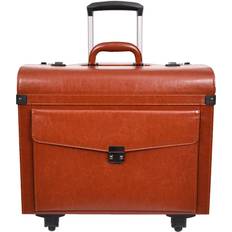 A1 Fashion Goods Pilot Case Faux Leather 4 Wheels Cabin Size Dual Lock Business Travel Bag Aero Tan