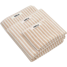 Tekla Badehåndklæder Tekla Organic Terry Bath Towel Ivory Stripe Badehåndklæde Beige (140x70cm)