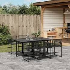 Rattan Patio Dining Sets Berkfield Home 7 Piece Garden Black Poly Rattan One Size Patio Dining Set