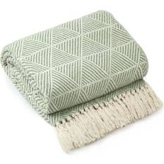 Cotton Blankets on sale New Edge Blinds Geo Diamond Collection Recycled Cotton Throw 178cm x 254cm Blankets Green
