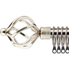 Silver Curtain Rods 16-19mm Cage Extendable Metal Curtain Pole Set 120 cm 210 cm