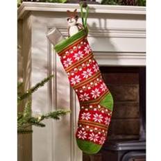 Stockings on sale Dibor Set of 4 Traditional Snowflake Nordic Chunky Knit 4 Pack Stocking