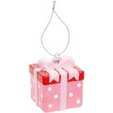 Pink Christmas Tree Ornaments VFM e-Store Decoration Glitter Present 9.5x7.5x7.5cm Pink Christmas Tree Ornament