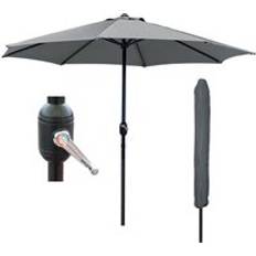 GlamHaus Dark Grey Garden Table Parasol Crank Handle Waterproof Umbrella 2.7M One Size