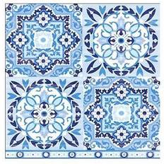 Paper Paper Napkins Ambiente Blue Tiles Premium Decoupage Luncheon Napkins 3 Ply 33Cm Pack Of 20