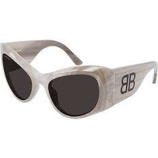 Balenciaga Dam - Ovala Solglasögon Balenciaga BB0393S 004 Solglasögon Acetat - Grå