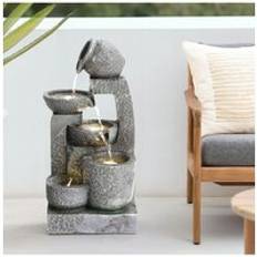 H&O Direct Cascade Solar-powered Water Fountain One Size Grey