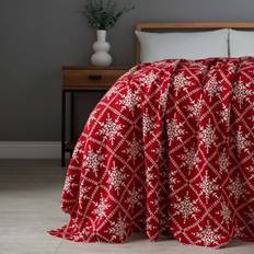 Red Blankets BHS Christmas Traditional Snow Flake Reversible Throw 125cm x 150cm Blankets Red