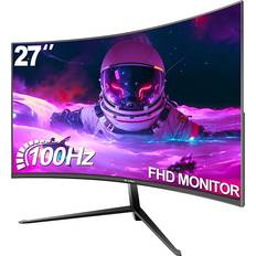 Crua Monitors Crua 27 Inch 100Hz Curved Gaming Monitor Full HD 1080P 1800R