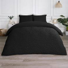 OHS Geometric Seersucker Set King Duvet Cover Black (230x220cm)