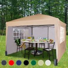 3x3m Pop Up Gazebo with Removable Sides and Storage Bag - Beige