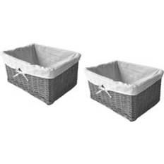 Grey Baskets Topfurnishing Set of 2 Willow Wicker Large 41x32x21cm Grey Basket