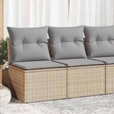 Beige Outdoor Lounge Sets Berkfield Home 4 Piece Garden Sofa with Cushions Beige Poly Rattan Acacia Outdoor Lounge Set