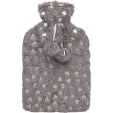 Plush Hearts Hot Water Bottle 2 Litre Grey