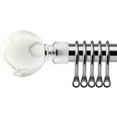 Silver Curtain Rods 16-19mm Mineral Extendable Metal Curtain Pole Set 120 cm 210 cm